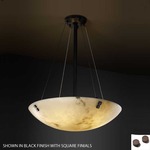 Round Bowl Pendant W / Cylindrical Finials
