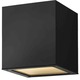 Kube Outdoor Ceiling Flush Mount - Satin Black / Etched Glass