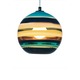 Banded Orb Pendant - Dark Bronze / White Cord / Aqua