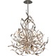 Graffiti 6 Light Chandelier - Silver Leaf / Polished Stainless Steel / Smoked Crystal