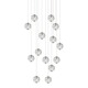 Bubble Ball 14 Light Linear Suspension - Satin Nickel / Clear