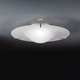 Dickey Round Ceiling Flush Mount - Satin Nickel / White