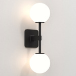 Tacoma Round Twin Wall Sconce - Matte Black / White