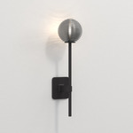 Tacoma Round Wall Sconce - Matte Black / Smoke Ribbed