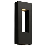 Atlantis Wide Outdoor Wall Light - Satin Black / Etched Glass