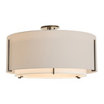 Exos Double Shade Semi Flush Ceiling Light - Sterling / Natural Anna