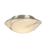 Forged Leaves Ceiling Flush Light - Sterling / Opal