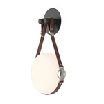 Derby Wall Sconce - Polished Nickel / British Brown Leather / Opal