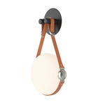 Derby Wall Sconce - Polished Nickel / Chestnut Leather / Opal