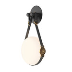 Derby Wall Sconce - Antique Brass / Black Leather / Opal
