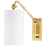 Wayne Swing Arm Wall Sconce - Aged Brass / Belgian Linen