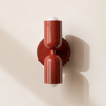 Up Down Wall Sconce - Oxide Red Canopy / Oxide Red Upper Shade