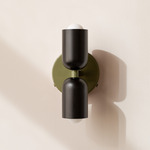 Up Down Wall Sconce - Reed Green Canopy / Black Upper Shade