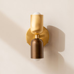 Brass Up Down Wall Sconce - Brass Canopy / Brass Upper Shade