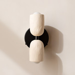Ceramic Up Down Wall Sconce - Black Canopy / White Clay Upper Shade