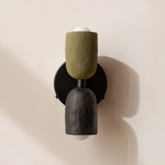 Ceramic Up Down Wall Sconce - Black Canopy / Green Clay Upper Shade