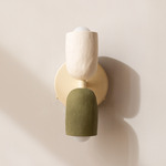 Ceramic Up Down Wall Sconce - Bone Canopy / White Clay Upper Shade