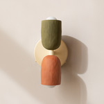 Ceramic Up Down Wall Sconce - Bone Canopy / Green Clay Upper Shade