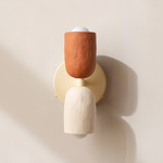 Ceramic Up Down Wall Sconce - Bone Canopy / Terracotta Upper Shade
