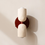 Ceramic Up Down Wall Sconce - Oxide Red Canopy / White Clay Upper Shade