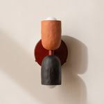 Ceramic Up Down Wall Sconce - Oxide Red Canopy / Terracotta Upper Shade