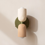 Ceramic Up Down Wall Sconce - Reed Green Canopy / White Clay Upper Shade