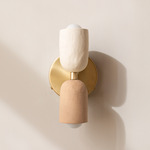 Ceramic Up Down Wall Sconce - Brass Canopy / White Clay Upper Shade