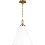 Wellfleet Cone Pendant - Burnished Brass / Matte White