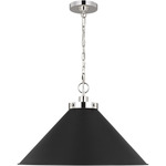 Wellfleet Wide Pendant - Polished Nickel / Midnight Black