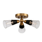 Ponti Semi Flush Ceiling Light - New Brass / Clear