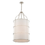 Carson Cylinder Pendant - Polished Nickel / Off White Glass