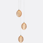 Cocoon Round Multi-Light Chandelier - Matte Silver / Amber