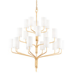 Juniper Extra Large Chandelier - Textured Gold Leaf / Off White