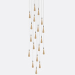 Raindrop Round Chandelier - Matte Silver / Amber