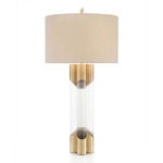 Brass And Glass Table Lamp - Antique Brass / White