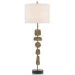 Medallions Table Lamp - Antique Brass / Off White
