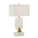 Emerald Cut Table Lamp - Alabaster / White Linen