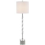Frosted Glass Swirled Buffet Lamp - Nickel / White