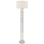 Frosted Glass Swirls Floor Lamp - Polished Nickel / White