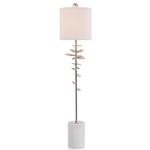 Nickel Buffet Lamp - White Marble / White