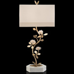 Quartz Flower Table Lamp - Antique Brass / Off White