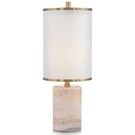 Rose Stone Table Lamp - Natural / White Organza