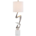 Sculpted Table Lamp - Polished Nickel / White