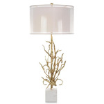 Swirling Reed Table Lamp - Gold / White Organza