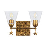 Star Bathroom Vanity Light - Gold Leaf / Clear Seeded