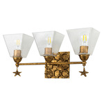 Star Bathroom Vanity Light - Gold Leaf / Clear Seeded