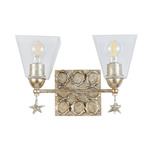 Star Bathroom Vanity Light - Silver Leaf / Clear Seeded