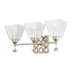 Star Bathroom Vanity Light - Silver Leaf / Clear Seeded