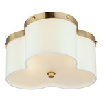 Clover Flush Mount - Satin Brass / Off White