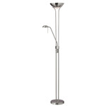 Mother & Son Torchiere Reading Floor Lamp - Satin Chrome